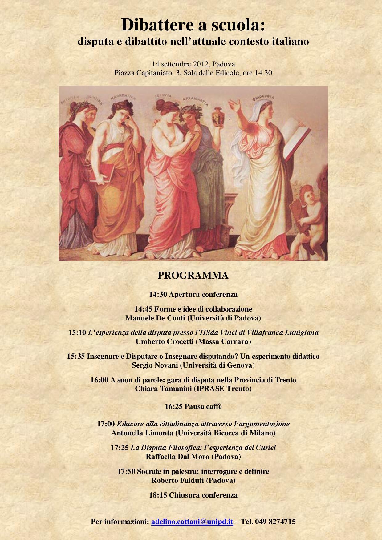 Conferenza “Dibattere a scuola: disputa e dibattito nell’attuale contesto italiano”